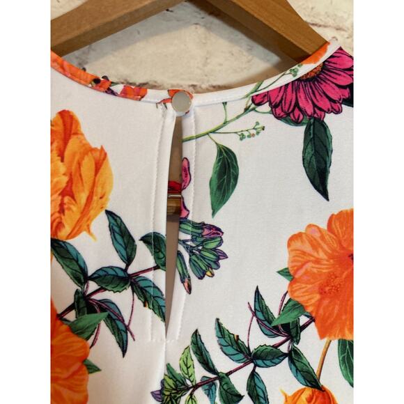 Asos Dress Womens 8 Shift Bright Florals Long Bell Sleeve Stretch Multicolor - Picture 15 of 16